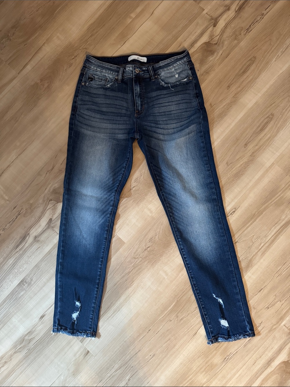 KanCan Women's Dark Blue Distressed Skinny Jeans